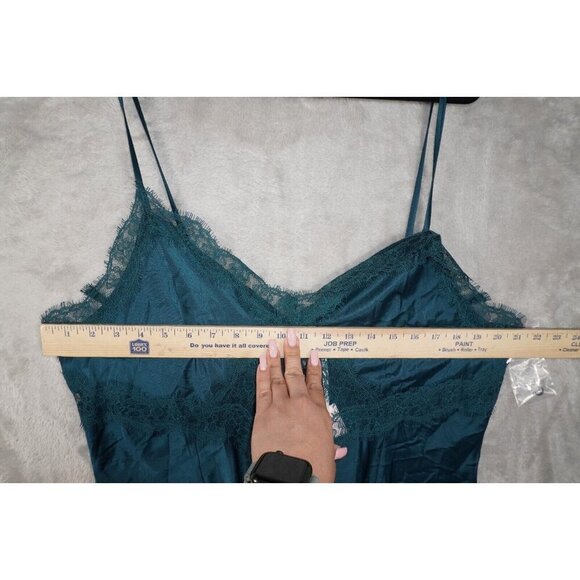 ✨ Victoria's Secret XXL Teal Satin Lace Romper One Piece Pajama Lingerie Sleep - Picture 10 of 11